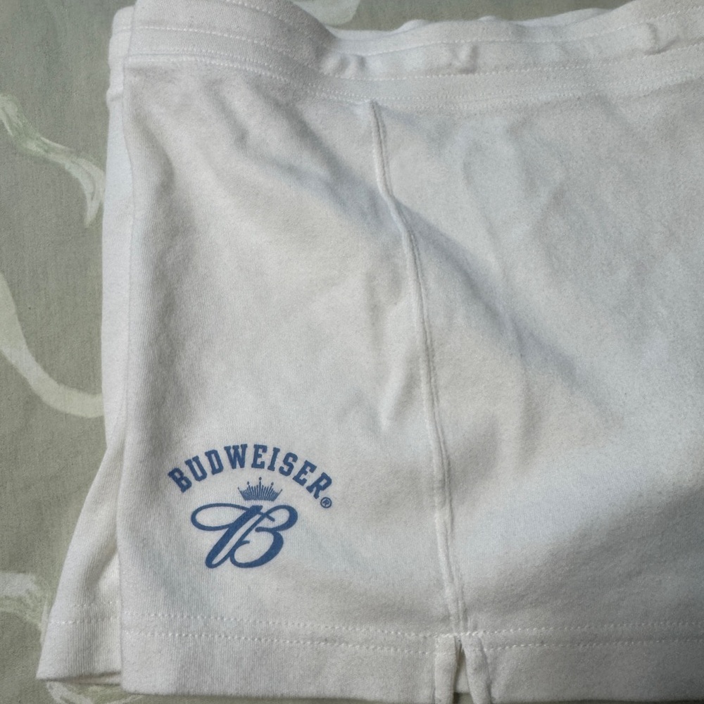 Budweiser White Athletic Shorts Lightweight Comfort as seen in PacSun